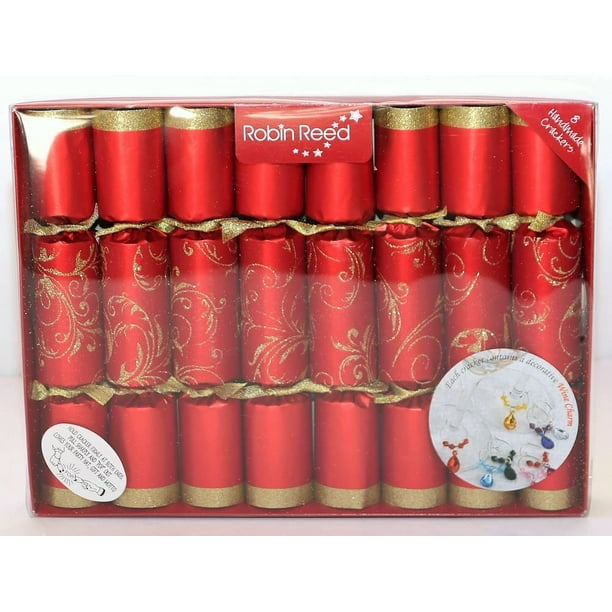 Christmas Crackers Hand Made Box of 6 Silver Leaf Glitter Merry Christmas Xmas Christmas Crackers Hand Made Box of 6 Silver Leaf Glitter Merry Christmas Xmas
